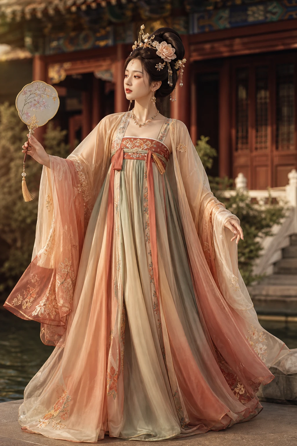 Tang Hanfu virtual try-on look — Dressora AI clothes changer closet