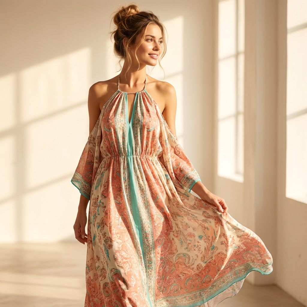 Resort Maxi Dress virtual try-on look — Dressora AI clothes changer closet