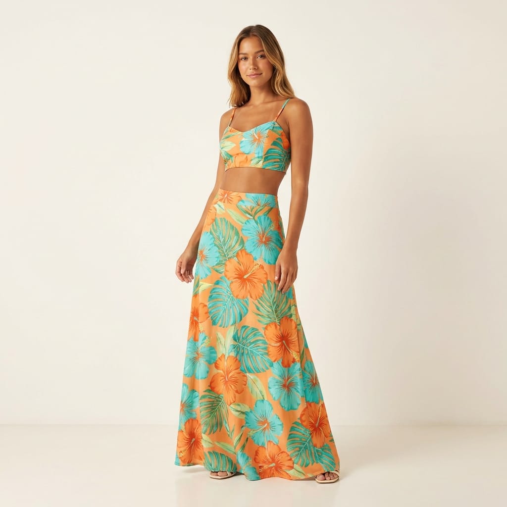Tropisches Urlaubsset · Porträtkleid