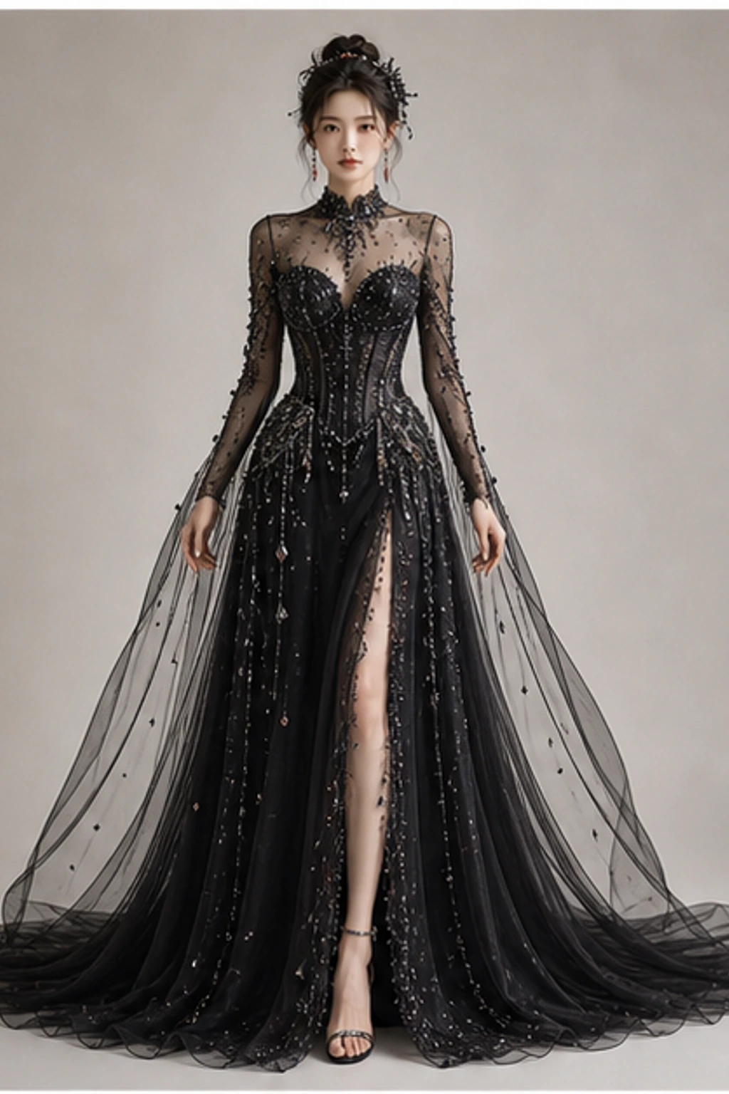 Scorpio Black Crystal Gown · Porträtkleid