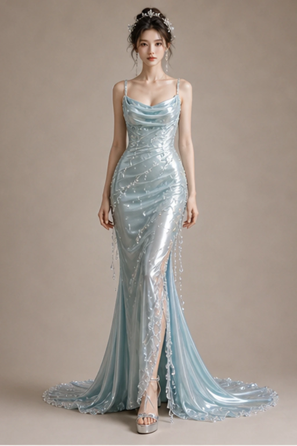 Waterfall Fairy Gown - Sleek Portrait Dress