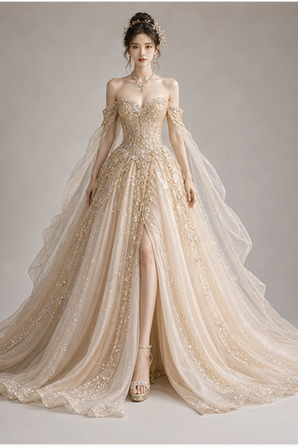 Golden Ballroom Gown · Look con capa