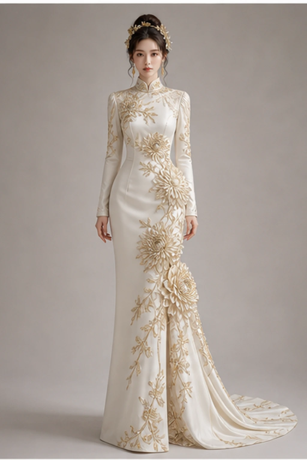 November Chrysanthemum Dress · Портретный силуэт