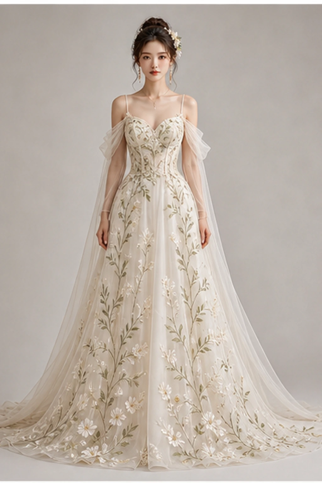 Virgo Ivory Garden Dress · Портретный силуэт
