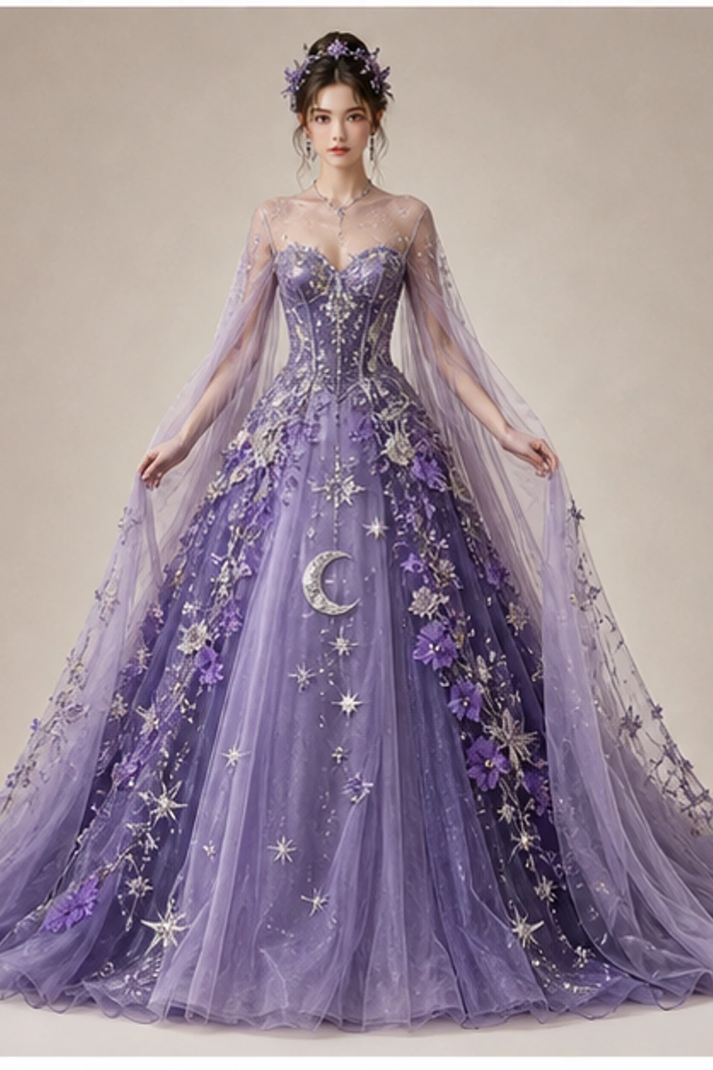 February Violet Dress · Look cape
