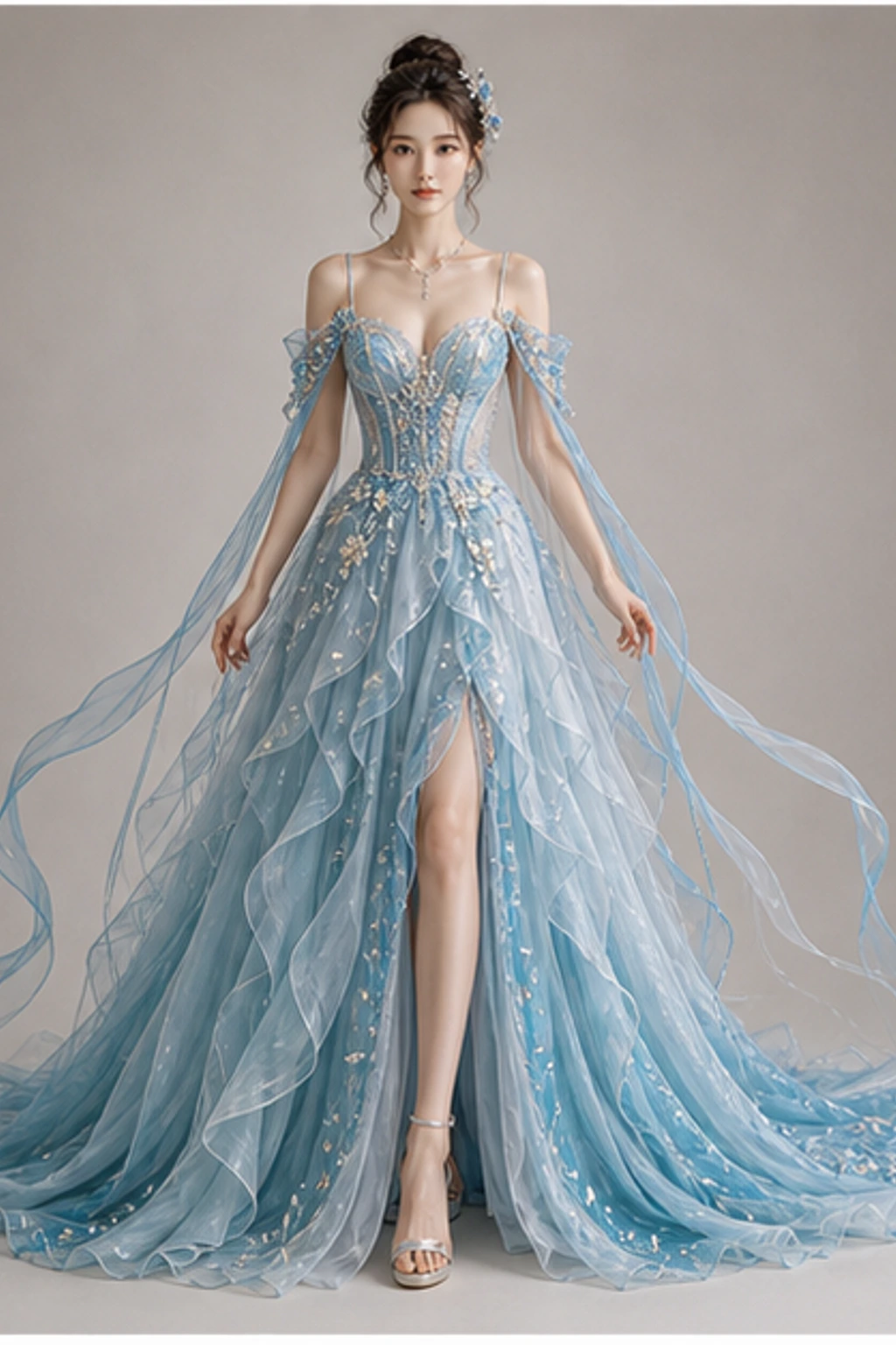 Aquamarine Ocean Gown · Look com capa
