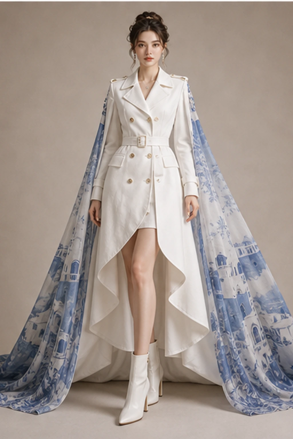 Santorini White Dress - Cape Or Outerwear Look