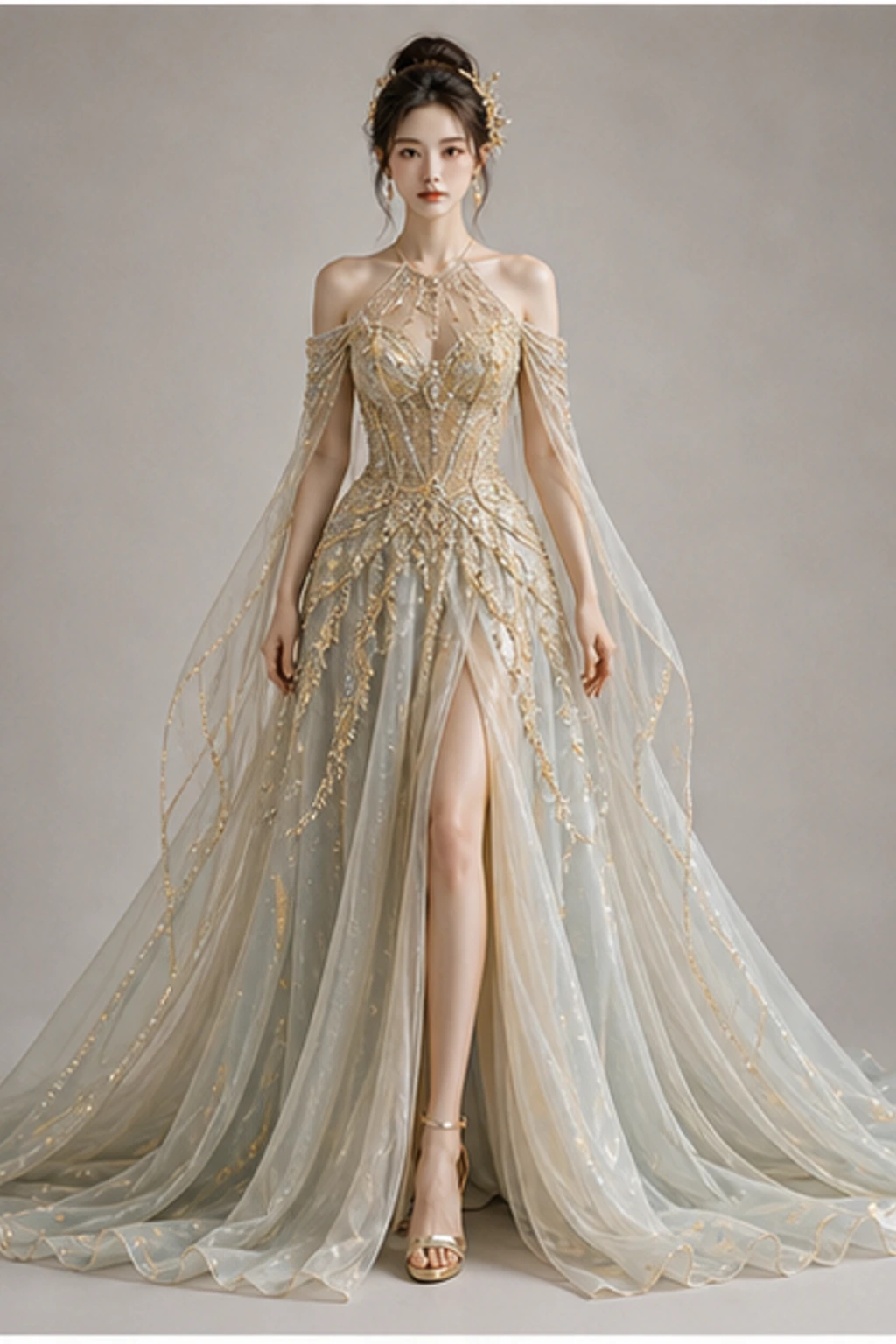 Topaz Golden Gown · Look cape