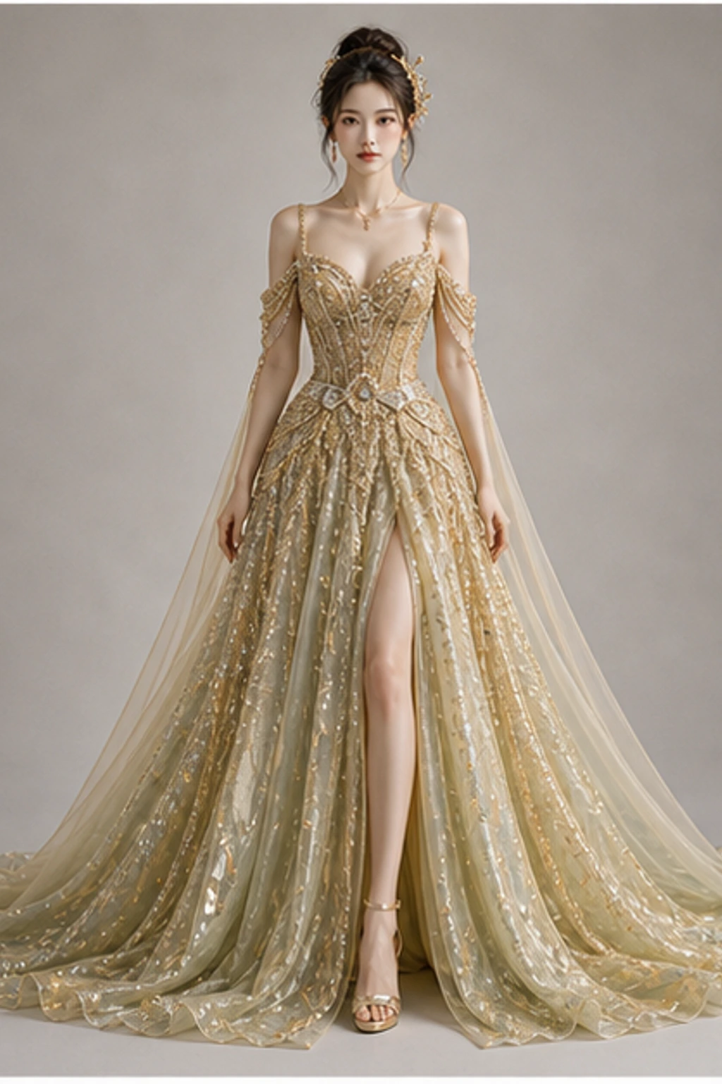 Topaz Golden Gown · Look court éditorial