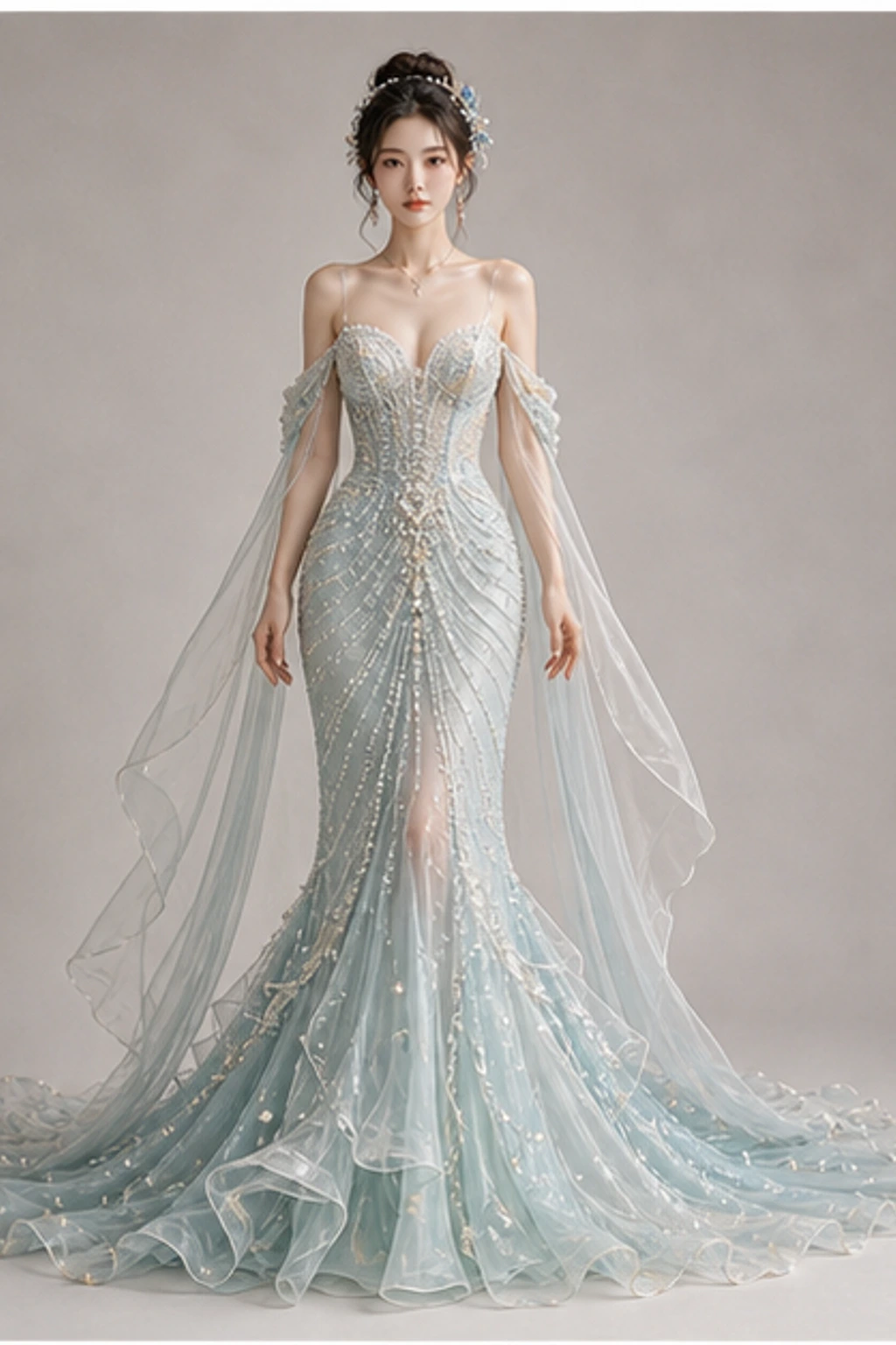 Pisces Ocean Dream Gown - Sleek Portrait Dress
