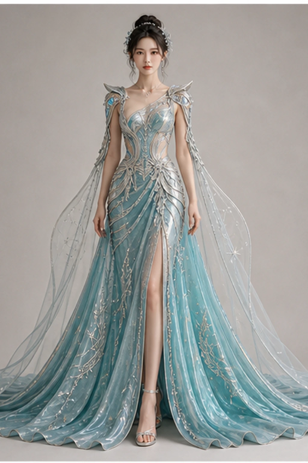 Aquarius Cosmic Aqua Dress · Retrato elegante