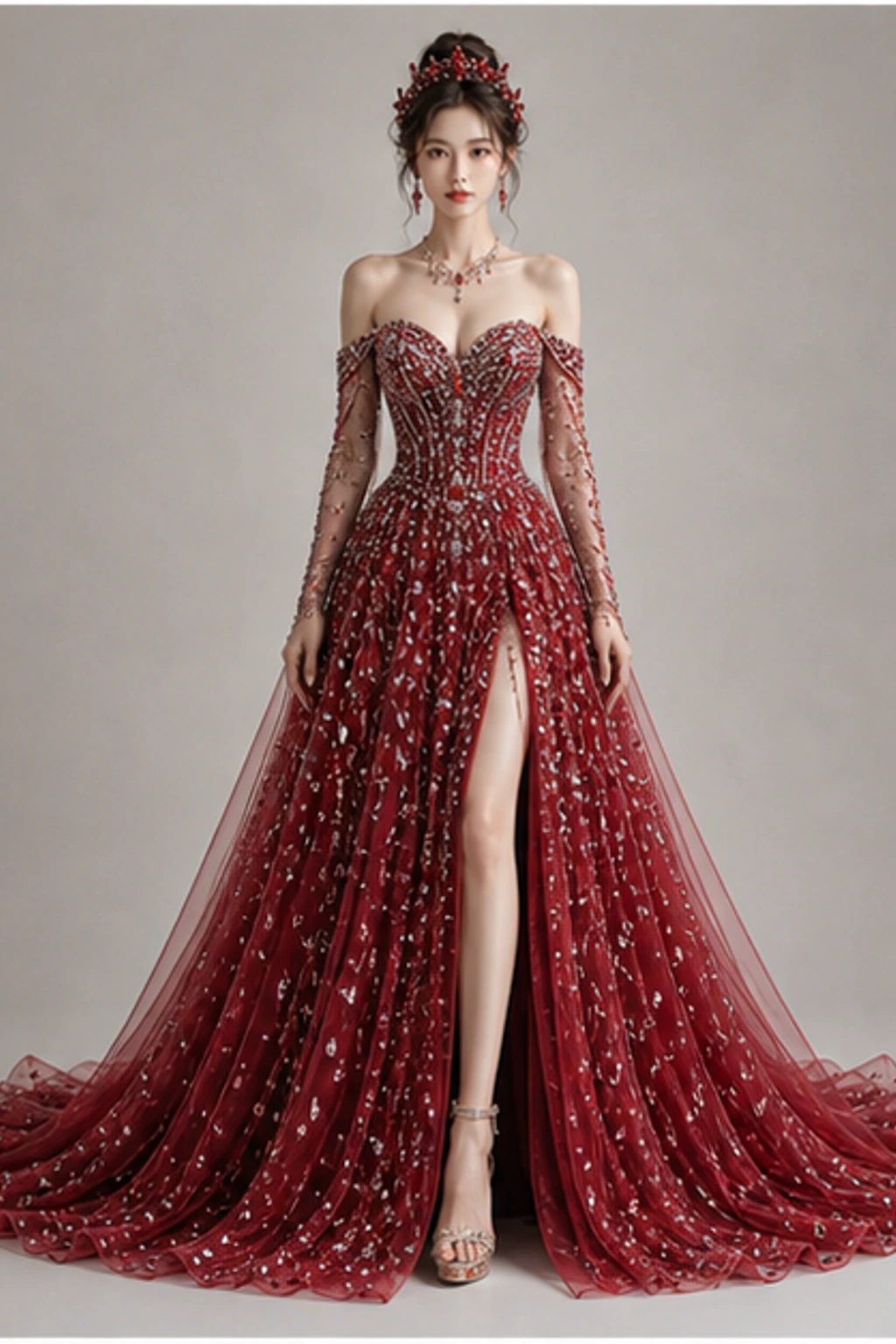 Ruby Queen Gown · Kurzer Editorial-Look