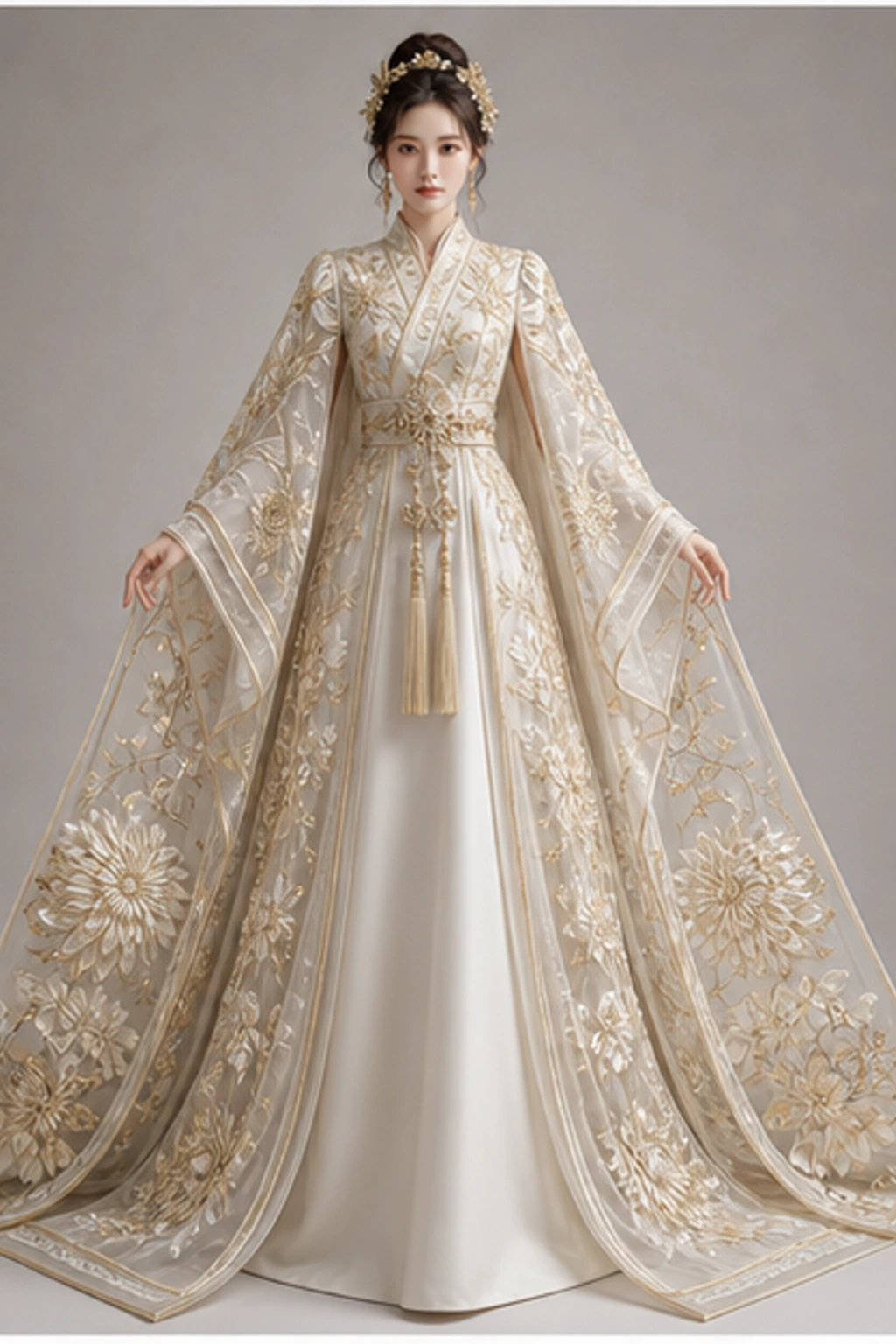 November Chrysanthemum Dress · Образ с кейпом