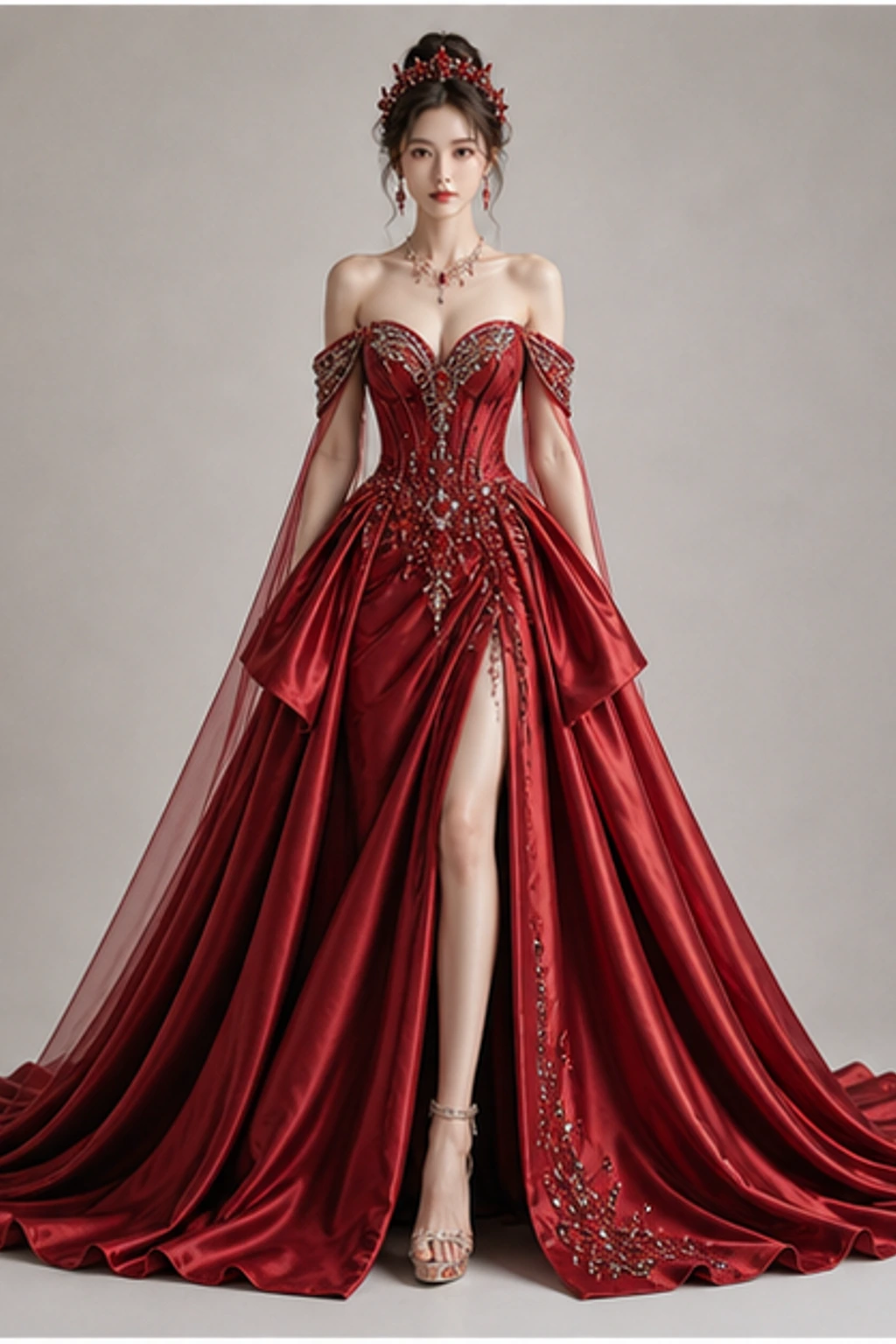 Ruby Queen Gown · Cape-Look