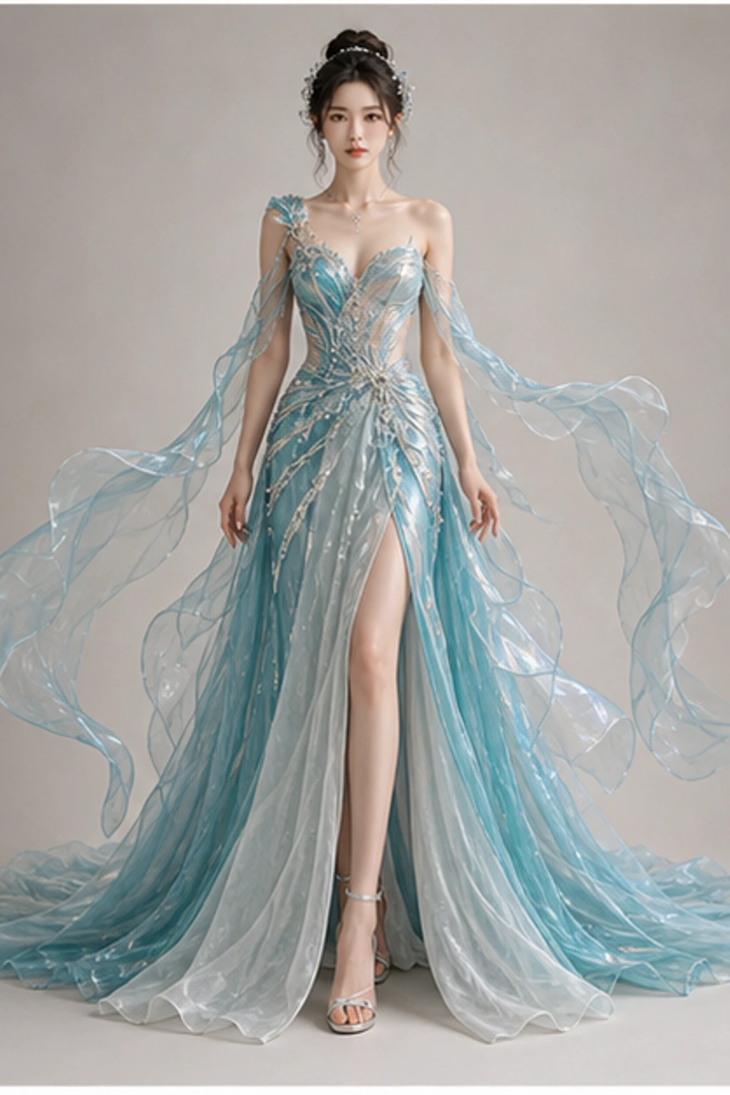 Aquarius Cosmic Aqua Dress · Look corto editorial