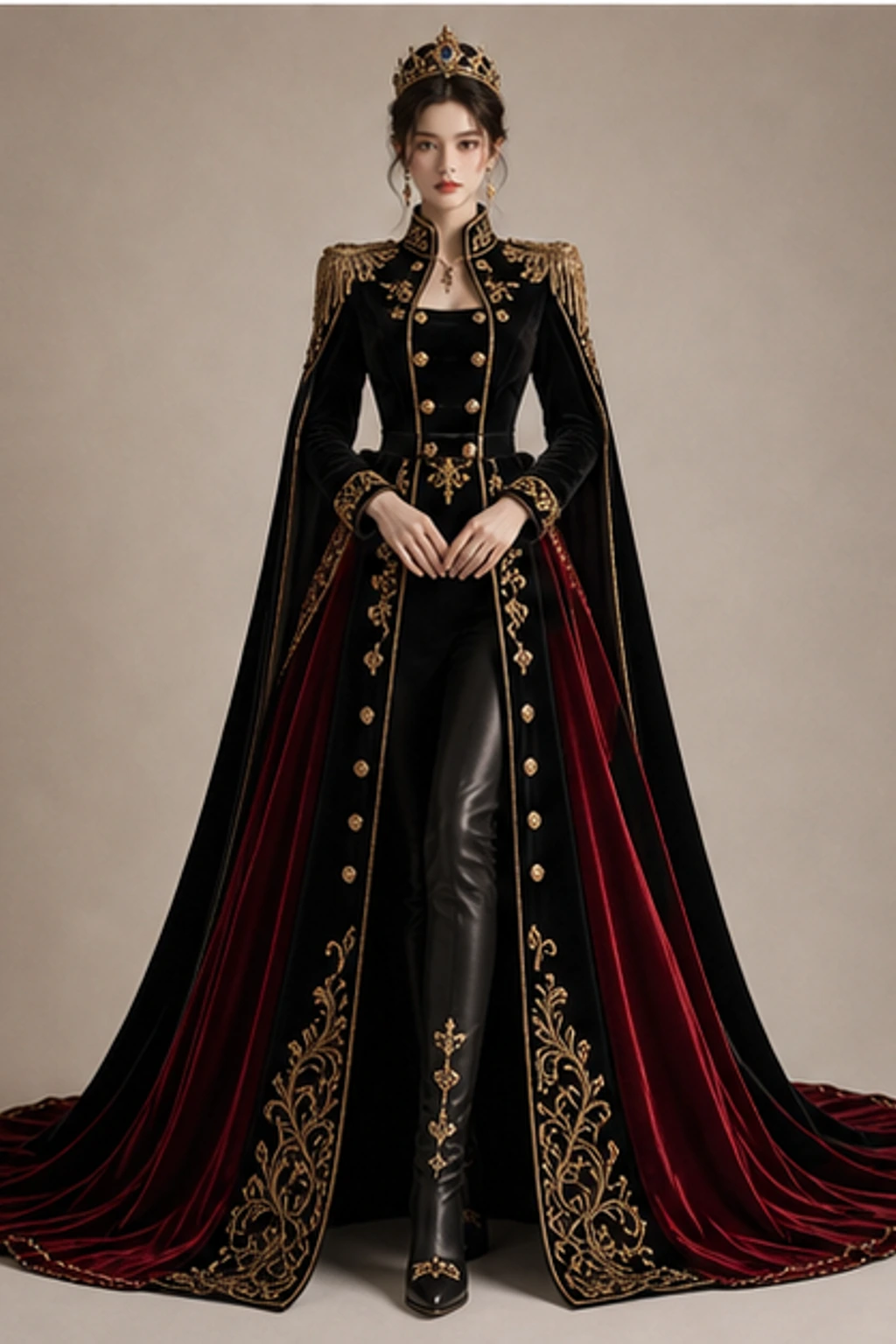 Velvet Crown Dress · Look cape