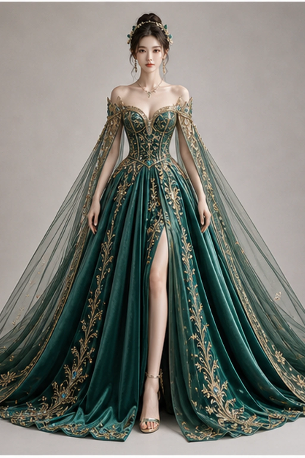 Emerald Palace Gown · Pelerinli görünüm