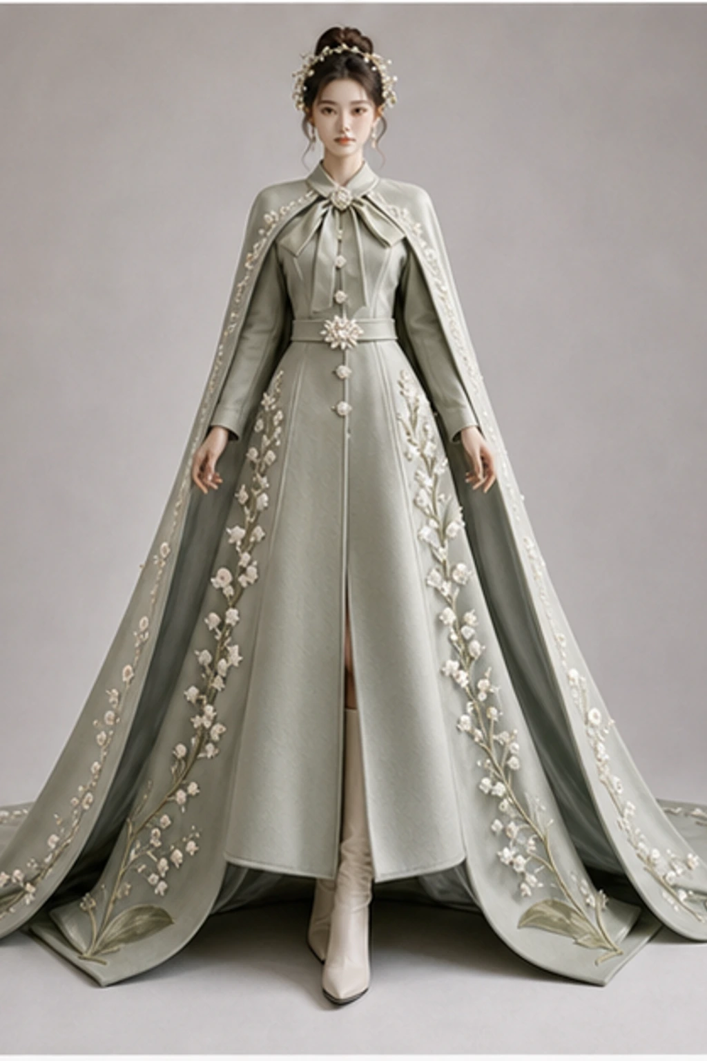 May Lily of the Valley Gown - Cape Or Outerwear Look