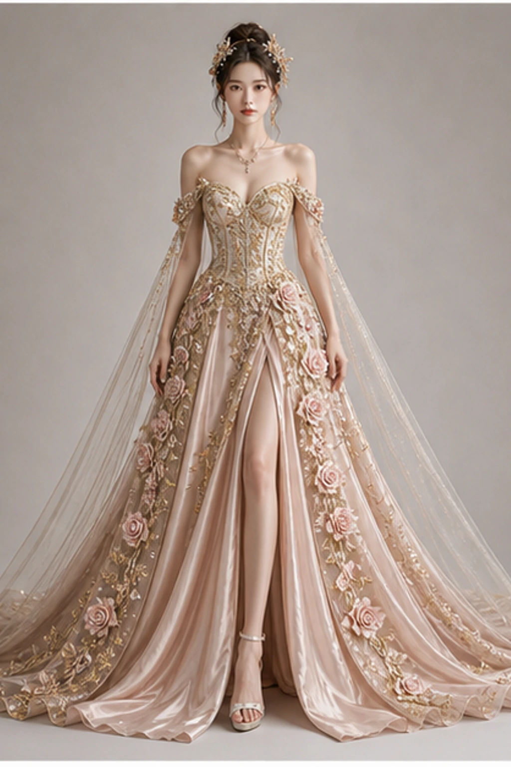 Rose Palace Gown · Look cape