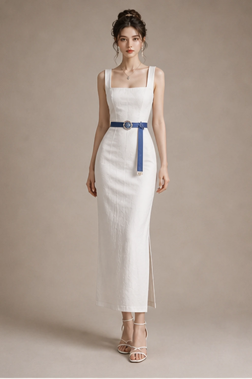 Santorini White Dress - Sleek Portrait Dress