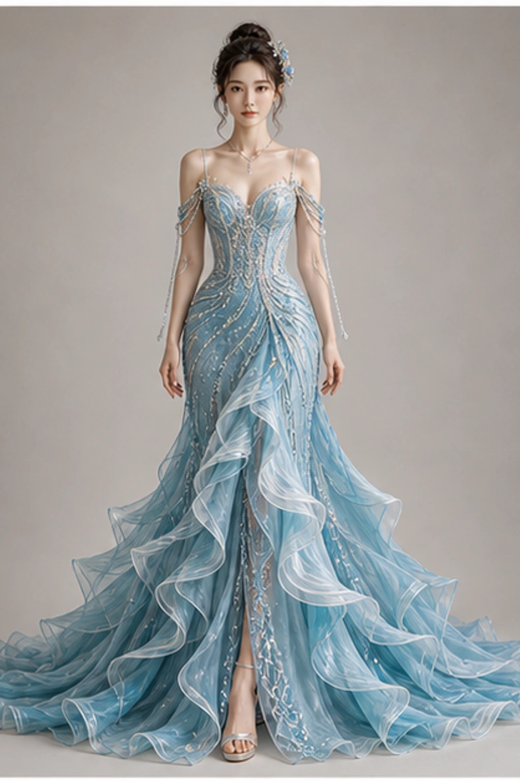 Aquamarine Ocean Gown · Retrato elegante