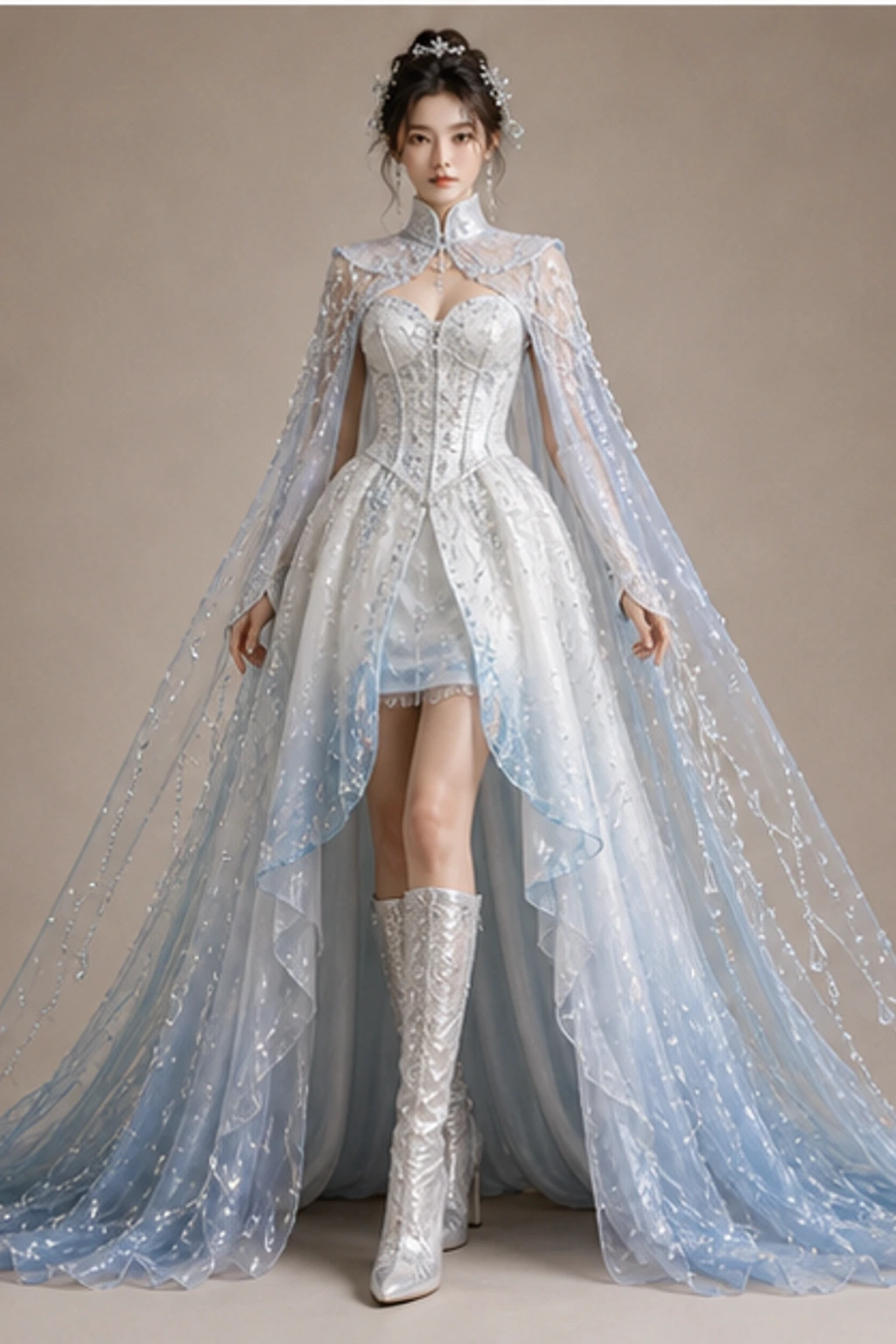 Waterfall Fairy Gown - Cape Or Outerwear Look