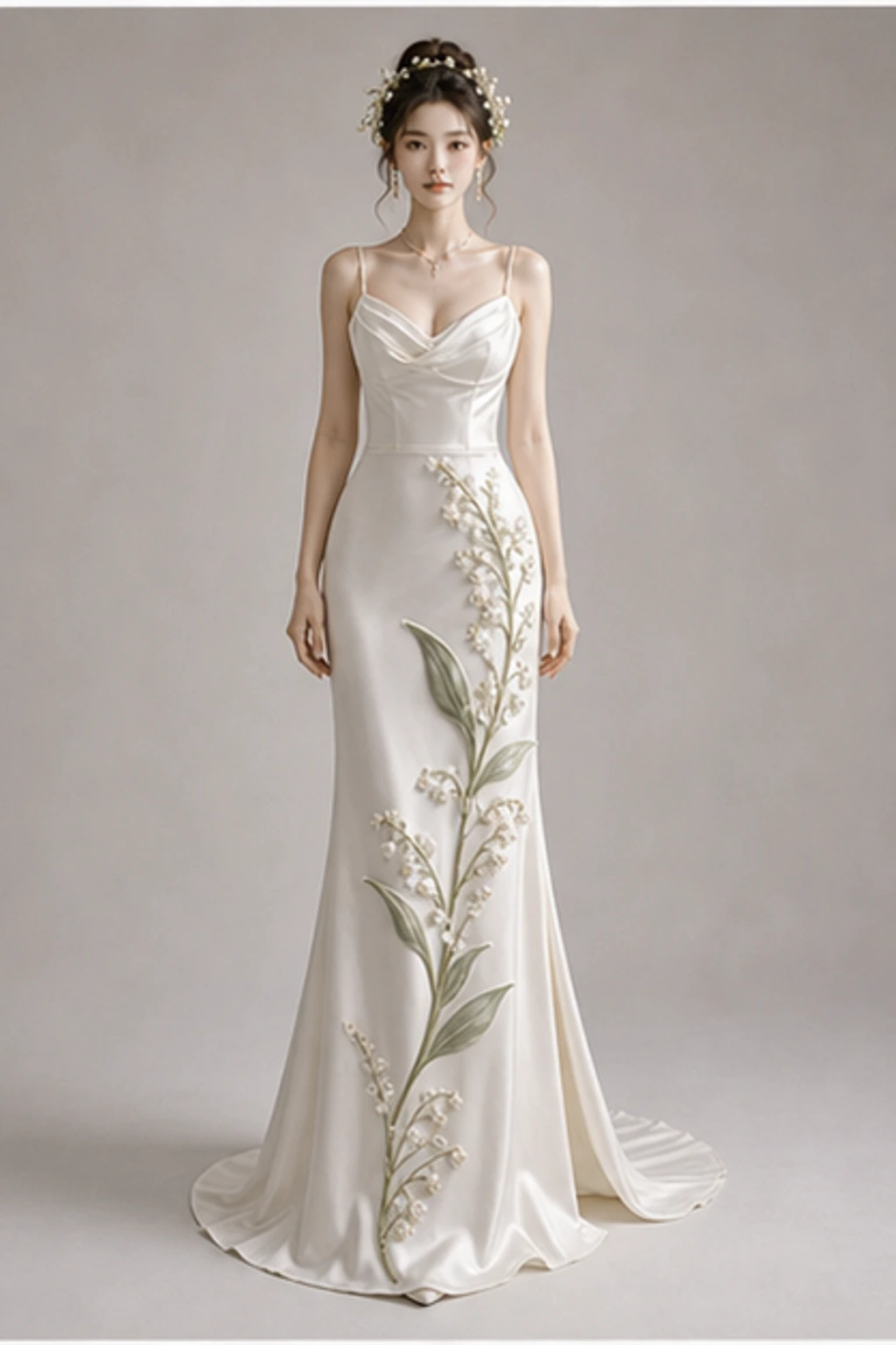 May Lily of the Valley Gown - Sleek Portrait Dress