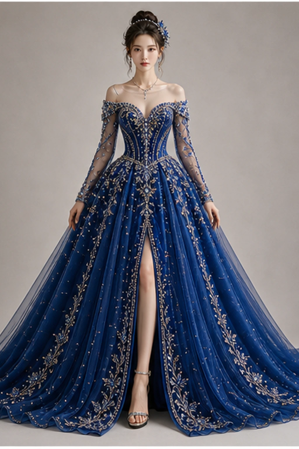 Sapphire Royal Gown · Cape-Look