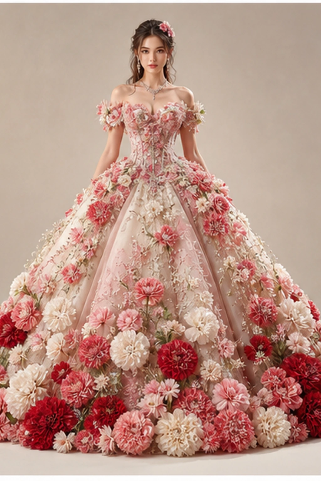 January Carnation Gown · Look cape