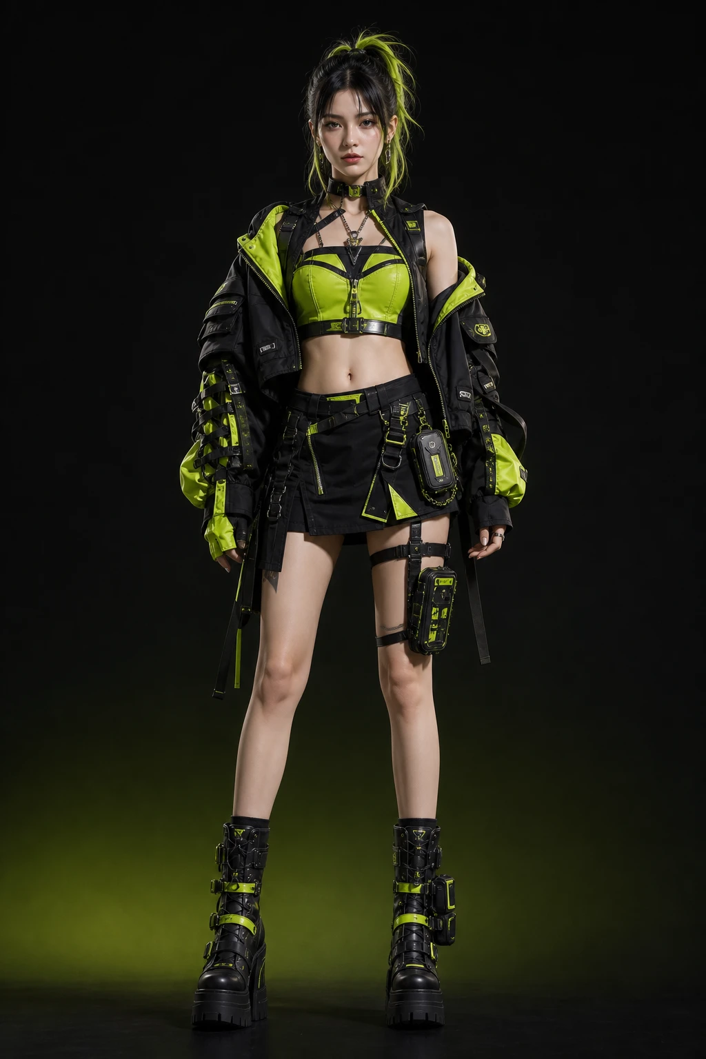 Cyberpunk-Look · Kurzer Editorial-Look