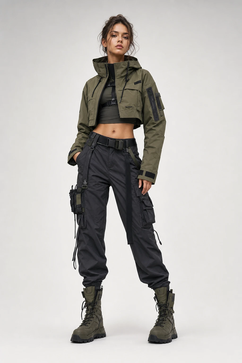 Стиль techwear · Образ с кейпом