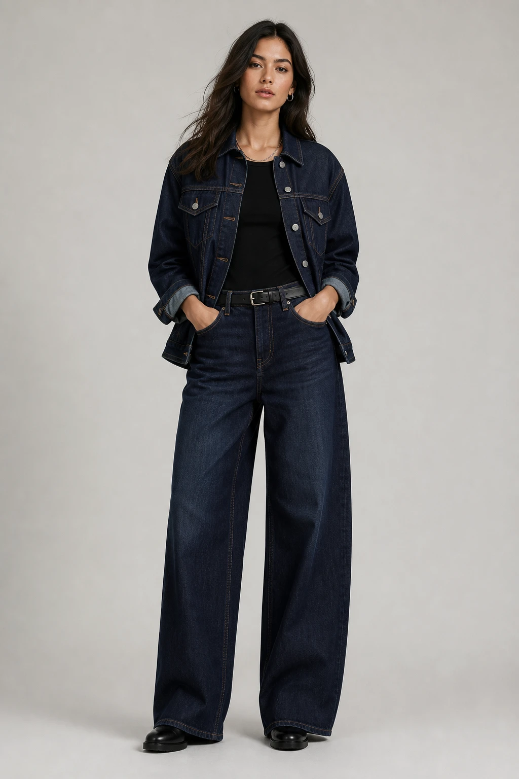 Denim casual · Retrato elegante
